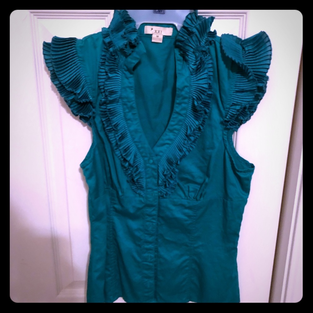 Forever 21 green buttoned top